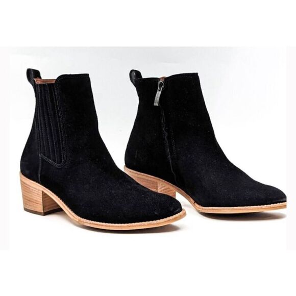 Paul Green Sante Zip Western Chelsea Black Suede Ankle Boots size 9 US AUS 6 1/2 - Picture 1 of 8